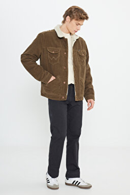 Regular Fit Normal Kesim Tam Düğmeli Camel Sherpa Ceket - Teak-W4MS88455 (görsel 3)
