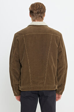 Regular Fit Normal Kesim Tam Düğmeli Camel Sherpa Ceket - Teak-W4MS88455 (görsel 5)