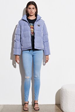 Regular Fit Bisiklet Yaka Kolları Çıkabilen Şişme Mont - Stone Wash Blue-W4R9YJX4Q (görsel 5)