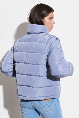 Regular Fit Bisiklet Yaka Kolları Çıkabilen Şişme Mont - Stone Wash Blue-W4R9YJX4Q (görsel 6)