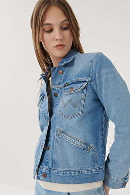 Slim Fit Dar Kesim Açık Mavi Jean Kot Ceket - Blue-W4WJUG24L