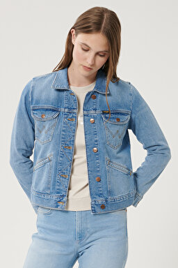 Slim Fit Dar Kesim Açık Mavi Jean Kot Ceket - Blue-W4WJUG24L (görsel 2)