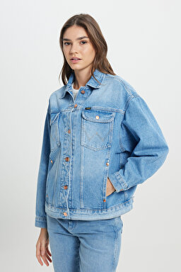 Trucker Regular Fit Normal Kesim %100 Pamuk Mavi Jean Kot Ceket - Sukie-W4Z47335Q (görsel 2)