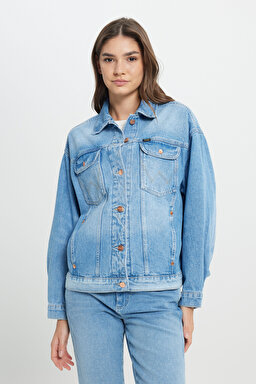 Trucker Regular Fit Normal Kesim %100 Pamuk Mavi Jean Kot Ceket - Sukie-W4Z47335Q (görsel 3)