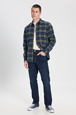 Regular Fit Normal Kesim %100 Pamuk Zeytin Yeşil Flanel Gömlek - Dusty Olive-W5646722359 (görsel 3)