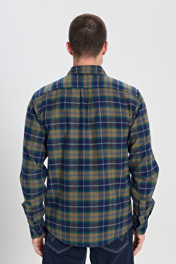 Regular Fit Normal Kesim %100 Pamuk Zeytin Yeşil Flanel Gömlek - Dusty Olive-W5646722359 (görsel 5)
