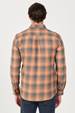 Regular Fit Normal Kesim %100 Pamuk Uzun Kollu Gömlek - Orange-W5A13BXT2 (görsel 6)