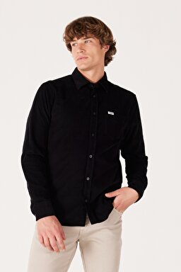 Regular Fit Normal Kesim %100 Pamuk Uzun Kollu Gömlek - Black-W5A14A100 (görsel 2)