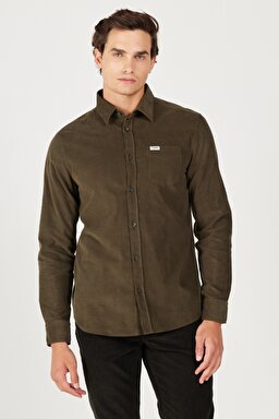 Regular Fit Normal Kesim %100 Pamuk Uzun Kollu Gömlek - Green-W5A14AXIX (görsel 2)