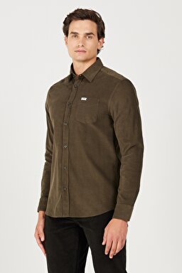 Regular Fit Normal Kesim %100 Pamuk Uzun Kollu Gömlek - Green-W5A14AXIX (görsel 3)