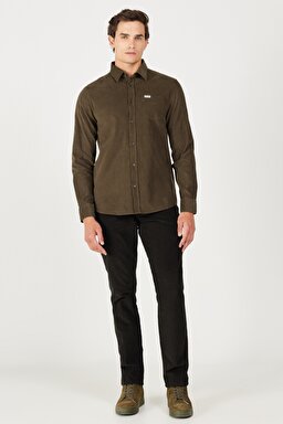 Regular Fit Normal Kesim %100 Pamuk Uzun Kollu Gömlek - Green-W5A14AXIX (görsel 5)