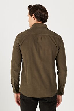 Regular Fit Normal Kesim %100 Pamuk Uzun Kollu Gömlek - Green-W5A14AXIX (görsel 6)