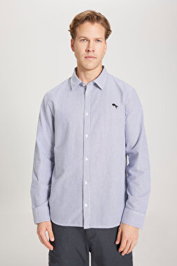 Regular Fit Normal Kesim %100 Pamuk Lacivert Gömlek - Indigo Hickory-W5A2205580B58 (görsel 2)