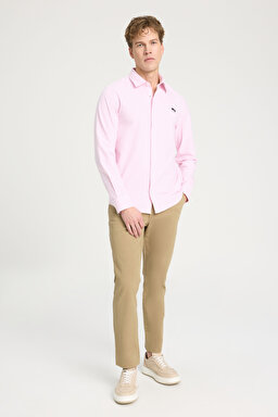 Regular Fit Normal Kesim %100 Pamuk Pembe Gömlek - Pink Stripe Oxford-W5A2205580M63 (görsel 3)