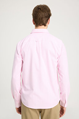 Regular Fit Normal Kesim %100 Pamuk Pembe Gömlek - Pink Stripe Oxford-W5A2205580M63 (görsel 5)