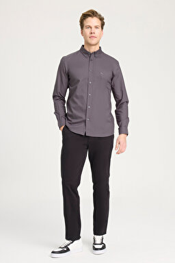 Regular Fit Normal Kesim %100 Pamuk Antrasit Gömlek - Anthracite-W5A3BM003 (görsel 3)