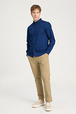 Regular Fit Normal Kesim %100 Pamuk Lacivert Gömlek - Navy-W5A3BM410 (görsel 3)