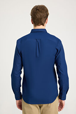 Regular Fit Normal Kesim %100 Pamuk Lacivert Gömlek - Navy-W5A3BM410 (görsel 5)