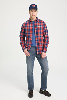Regular Fit Normal Kesim %100 Pamuk Kırmızı Gömlek - Red Indigo-W5A9R50 (görsel 3)