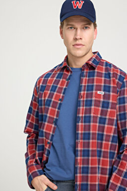 Regular Fit Normal Kesim %100 Pamuk Kırmızı Gömlek - Red Indigo-W5A9R50 (görsel 4)