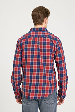 Regular Fit Normal Kesim %100 Pamuk Kırmızı Gömlek - Red Indigo-W5A9R50 (görsel 5)