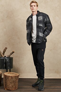 All Terrain Gear Normal Kesim Tam Fermuarlı Kareli Shacket Ceket - Dark Sapphire-W5C6ERB08 (görsel 5)