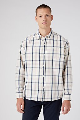 Regular Fit Normal Kesim %100 Pamuk Kareli Uzun Kollu Gömlek - Turtledove-W5D64MC23