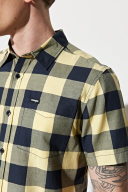 Regular Fit Normal Kesim %100 Pamuk Kısa Kollu Gömlek - Deep Lichen Green-W5K02LX1X (görsel 6)