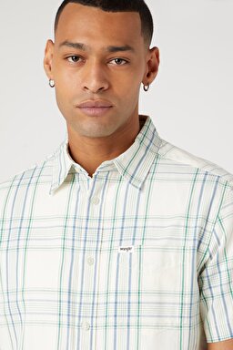 Regular Fit Normal Kesim %100 Pamuk Kısa Kollu Gömlek - Captains Blue-W5K04M84Z (görsel 2)
