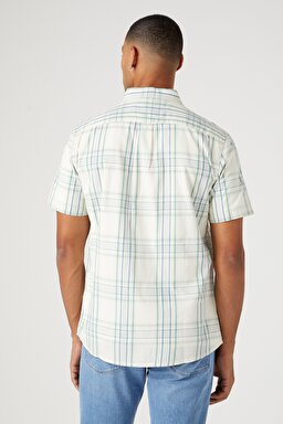 Regular Fit Normal Kesim %100 Pamuk Kısa Kollu Gömlek - Captains Blue-W5K04M84Z (görsel 4)
