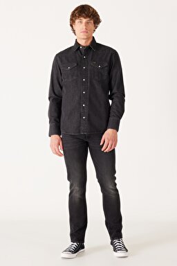 Regular Fit Normal Kesim %100 Pamuk Denim Gömlek - Anthracite-W5MSMR339 (görsel 4)