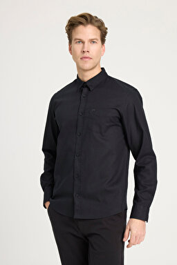 Regular Fit Normal Kesim Siyah Gömlek - Black-W5MY205279001
