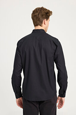 Regular Fit Normal Kesim Siyah Gömlek - Black-W5MY205279001 (görsel 5)