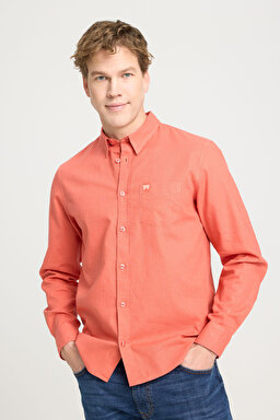 Regular Fit Normal Kesim Turuncu Gömlek - Burnt Sienna-W5MY20527933L