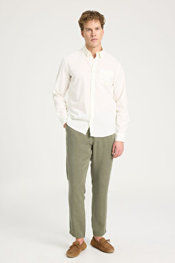 Regular Fit Normal Kesim Ekru Gömlek - Worn White-W5MY205279M50 (görsel 3)