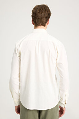 Regular Fit Normal Kesim Ekru Gömlek - Worn White-W5MY205279M50 (görsel 5)