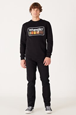 Regular Fit Normal Kesim %100 Pamuk İçi Polarlı Siyah Sweatshirt - Black-W646H1001 (görsel 4)