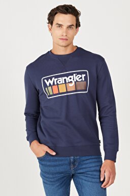 Regular Fit Normal Kesim %100 Pamuk İçi Polarlı Lacivert Sweatshirt - Navy-W646H1114 (görsel 3)