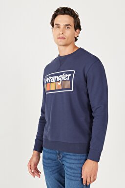 Regular Fit Normal Kesim %100 Pamuk İçi Polarlı Lacivert Sweatshirt - Navy-W646H1114 (görsel 5)