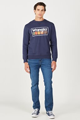Regular Fit Normal Kesim %100 Pamuk İçi Polarlı Lacivert Sweatshirt - Navy-W646H1114 (görsel 6)