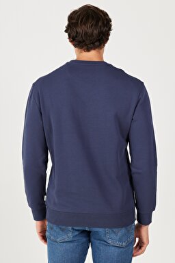 Regular Fit Normal Kesim %100 Pamuk İçi Polarlı Lacivert Sweatshirt - Navy-W646H1114 (görsel 7)