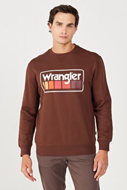 Regular Fit Normal Kesim %100 Pamuk İçi Polarlı Kahverengi Sweatshirt - Potting Soil-W646H1H44