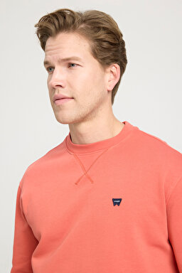 Regular Fit Normal Kesim Bisiklet Yaka %100 Pamuk Turuncu Sweatshirt - Burnt Sienna-W66120554333L (görsel 2)