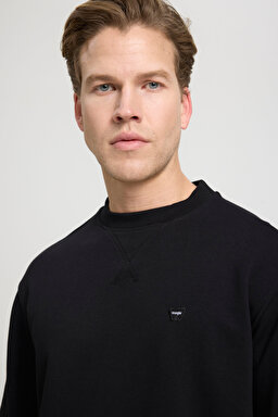 Regular Fit Normal Kesim Bisiklet Yaka %100 Pamuk Siyah Sweatshirt - Black-W661205543471 (görsel 4)