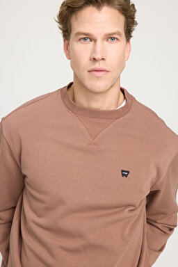 Regular Fit Normal Kesim Bisiklet Yaka %100 Pamuk Kahverengi Sweatshirt - Acorn-W661205543A96 (görsel 4)
