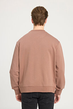 Regular Fit Normal Kesim Bisiklet Yaka %100 Pamuk Kahverengi Sweatshirt - Acorn-W661205543A96 (görsel 5)