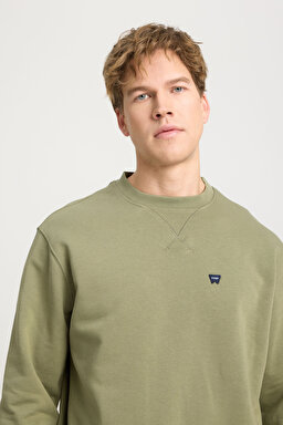 Regular Fit Normal Kesim Bisiklet Yaka %100 Pamuk Yeşil Sweatshirt - Brindle Green-W661205543UA (görsel 2)