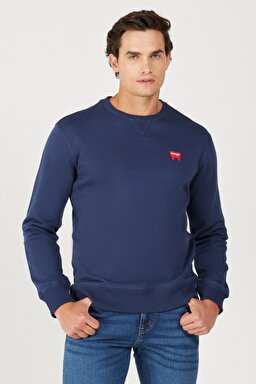 Regular Fit Normal Kesim %100 Pamuk Bisiklet Yaka Lacivert Swetshirt - Navy-W661HA114