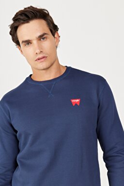 Regular Fit Normal Kesim %100 Pamuk Bisiklet Yaka Lacivert Swetshirt - Navy-W661HA114 (görsel 3)