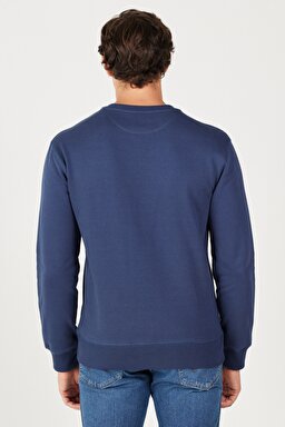 Regular Fit Normal Kesim %100 Pamuk Bisiklet Yaka Lacivert Swetshirt - Navy-W661HA114 (görsel 6)